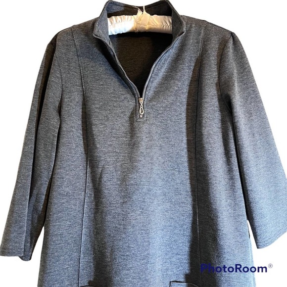 Magellan 1/4 zip knit tunic Sz. Medium 3/4 sleeves Pockets Gray Read Description - Picture 2 of 6